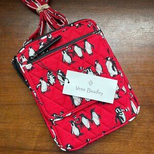 NWT Vera Bradley Playful Penguins  Red Crossbody Purse Mini Hipster